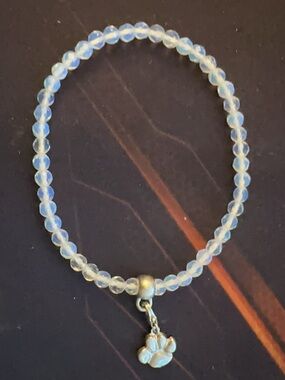 Chamilia Opalite Stretch Bracelet with Paw Charm - White/Blue